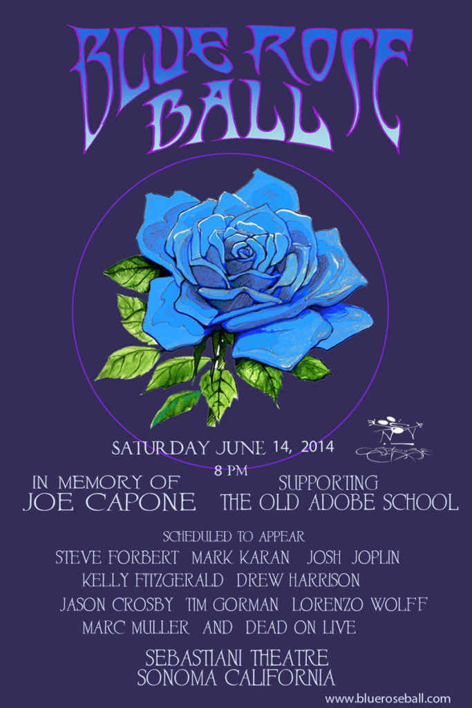 Blue Rose Ball 2014 benefit rock poster by Stanley Mouse