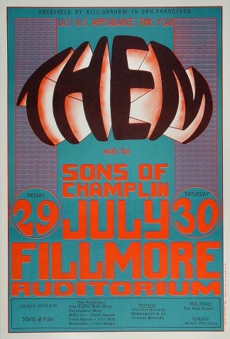 The Sons of Champlin, Them July 29-30, 1966 Fillmore Auditorium, San Francisco, CA rock poster by Wes Wilson BG20