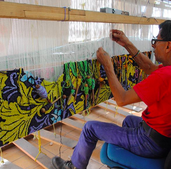 Tapestry in process at Taller Mexicano de Gobelinos. Photo by Shaun Roberts.
