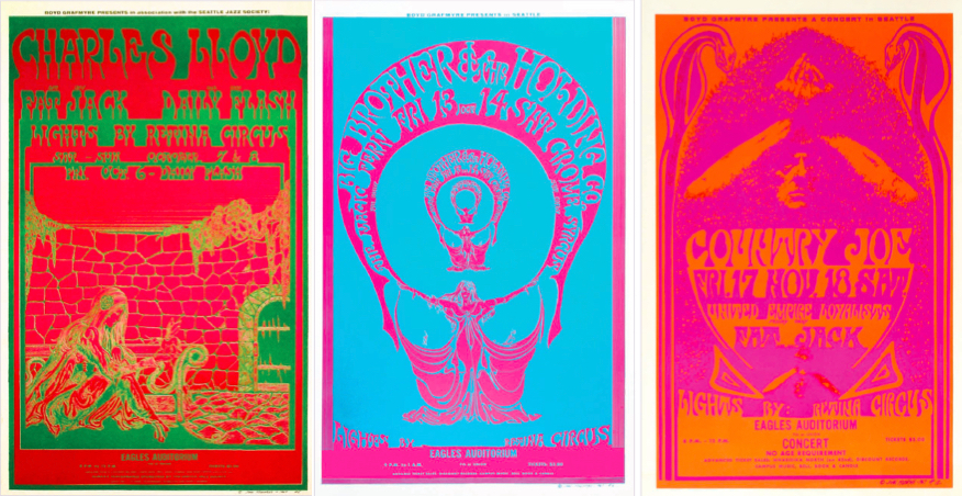 John Moehring, Three Eagles Auditorium posters, October and November, 1967