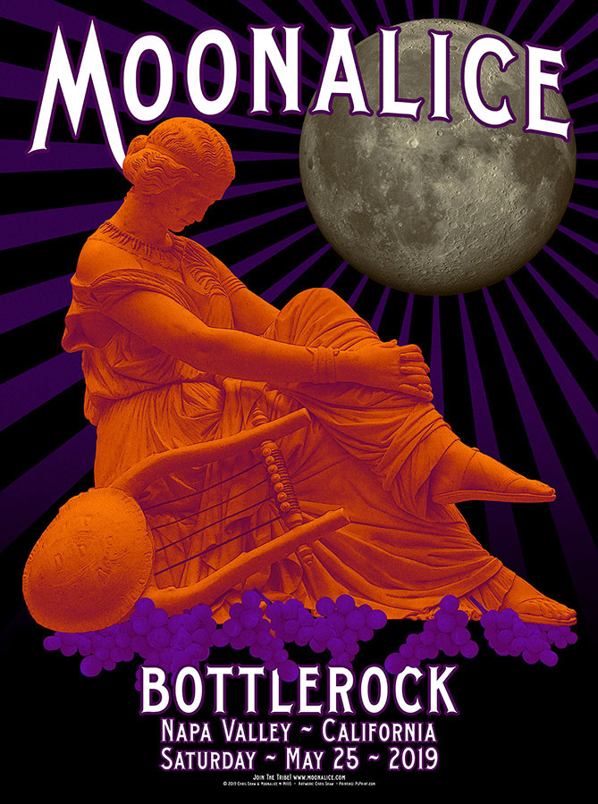 Moonalice 5/25/19 BottleRock, Napa Valley, CA poster by Chris Shaw, M1115.