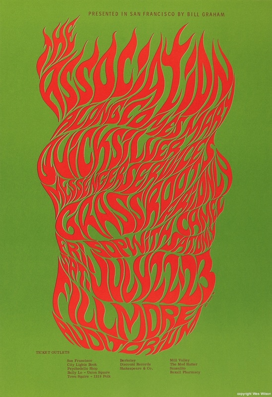 Quicksilver Messenger Service, The Grass Roots, Association, Sopwith Camel 7/22-23/66 Fillmore, San Francisco, CA rock poster by Wes Wilson BG18