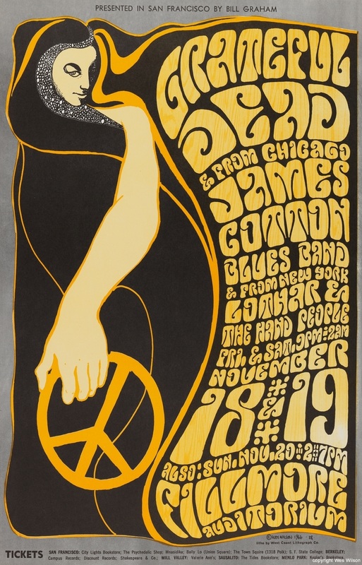 Grateful Dead, Lothar and the Hand People, James Cotton Blues Band November 18-20, 1966 Fillmore Auditorium, San Francisco, CA rock poster by Wes Wilson BG38