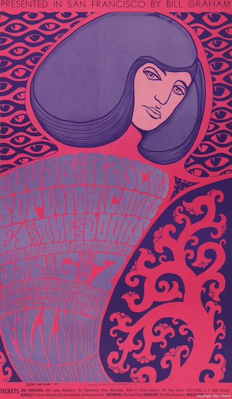 The Doors, Young Rascals, Sopwith Camel January 6-8, 1967 Fillmore Auditorium, San Francisco, CA rock poster by Wes Wilson BG44