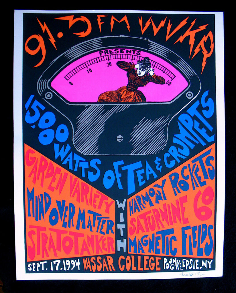 15,000 Watts of Tea & Crumpets 9/17/94 Vassar College, Poughkeepsie, New York rock poster by Steve Walters of Screwball Press