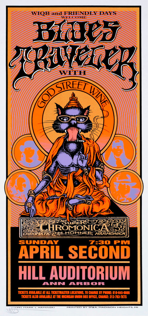 Blues Traveler 4/2/95 Ann Arbor, Michigan rock poster by Mark Arminski