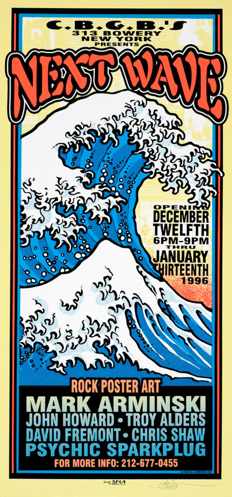 Next Wave, Rock Poster Art Exhibition 12/12/95 event poster by Mark Arminski
