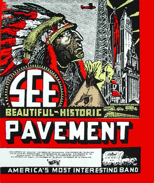 Pavement 1996 multiple venue tour poster by Steve Walters of Screwball