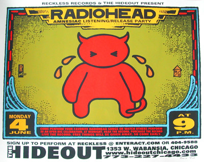 Radiohead 4/4/01 Chicago, Illinois rock poster by Steve Walters of Screwball Press
