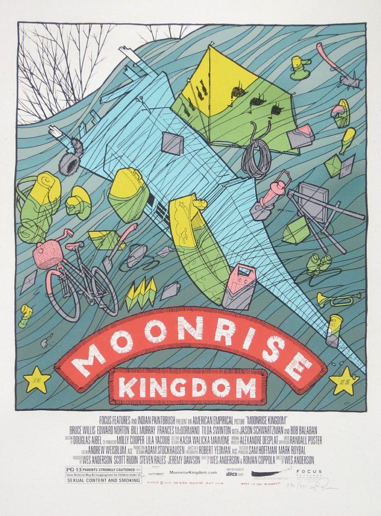 Moonrise Kingdom Mondo Oscar Night 2013 cinema poster by Jay Ryan of The Bird Machine