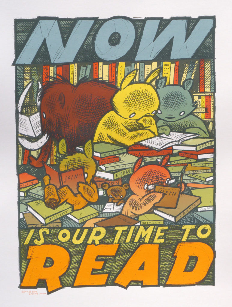 Now Is Our Time To Read art print by Jay Ryan of The Bird Machine