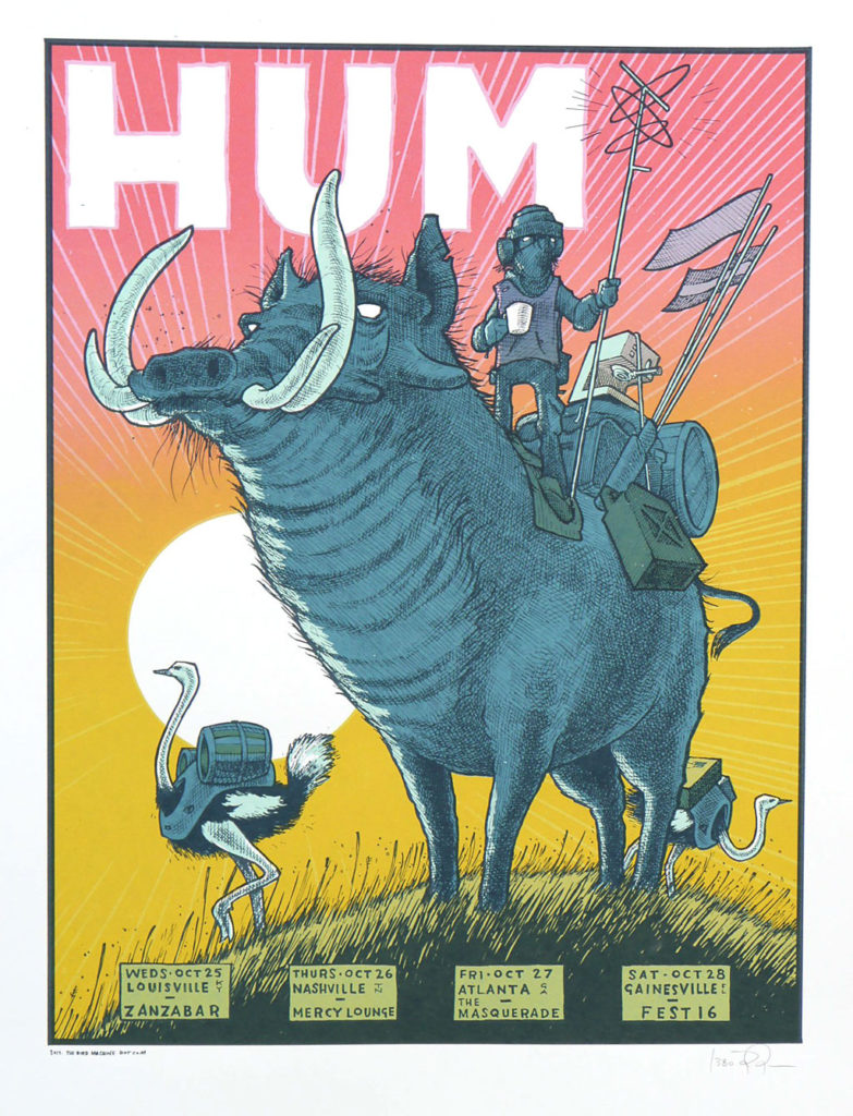 Hum 2017 Fall Tour poster by Jay Ryan of The Bird Machine