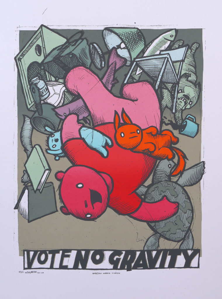 Vote No Gravity (Workshop Print 18) poster by Jay Ryan of The Bird Machine